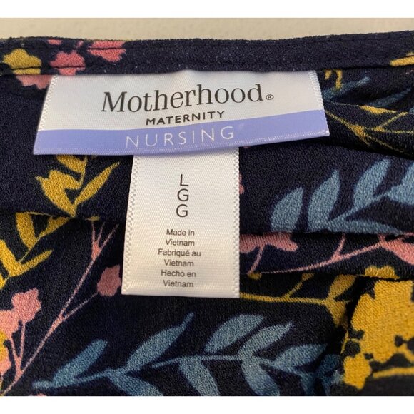 Motherhood Maternity Nursing Floral Wrap Dress Short Sleeve Large - Picture 3 of 11